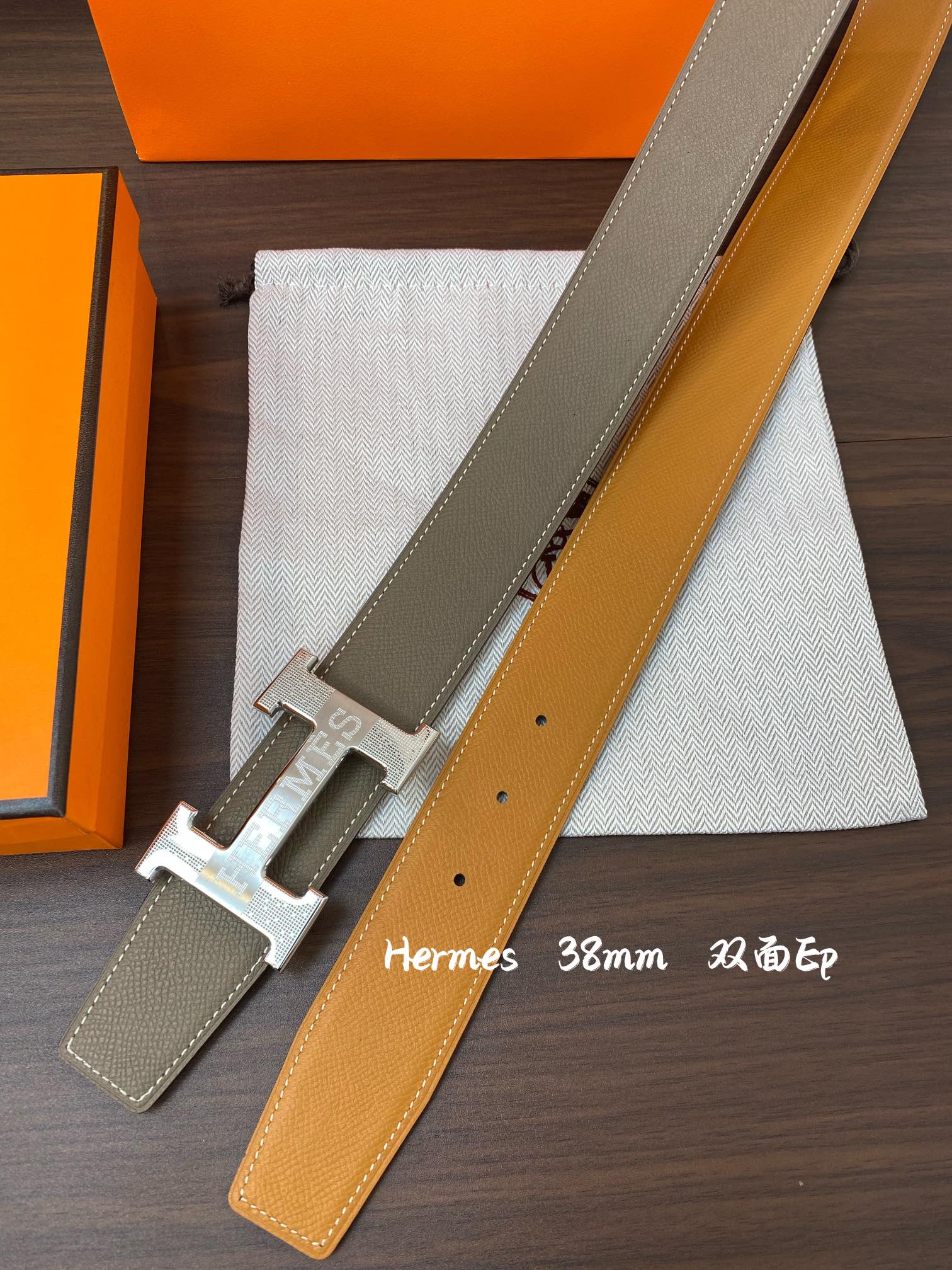 Hermes-38MM爱马仕专柜同步进epsom双面小牛皮精钢精品五金双面可用！