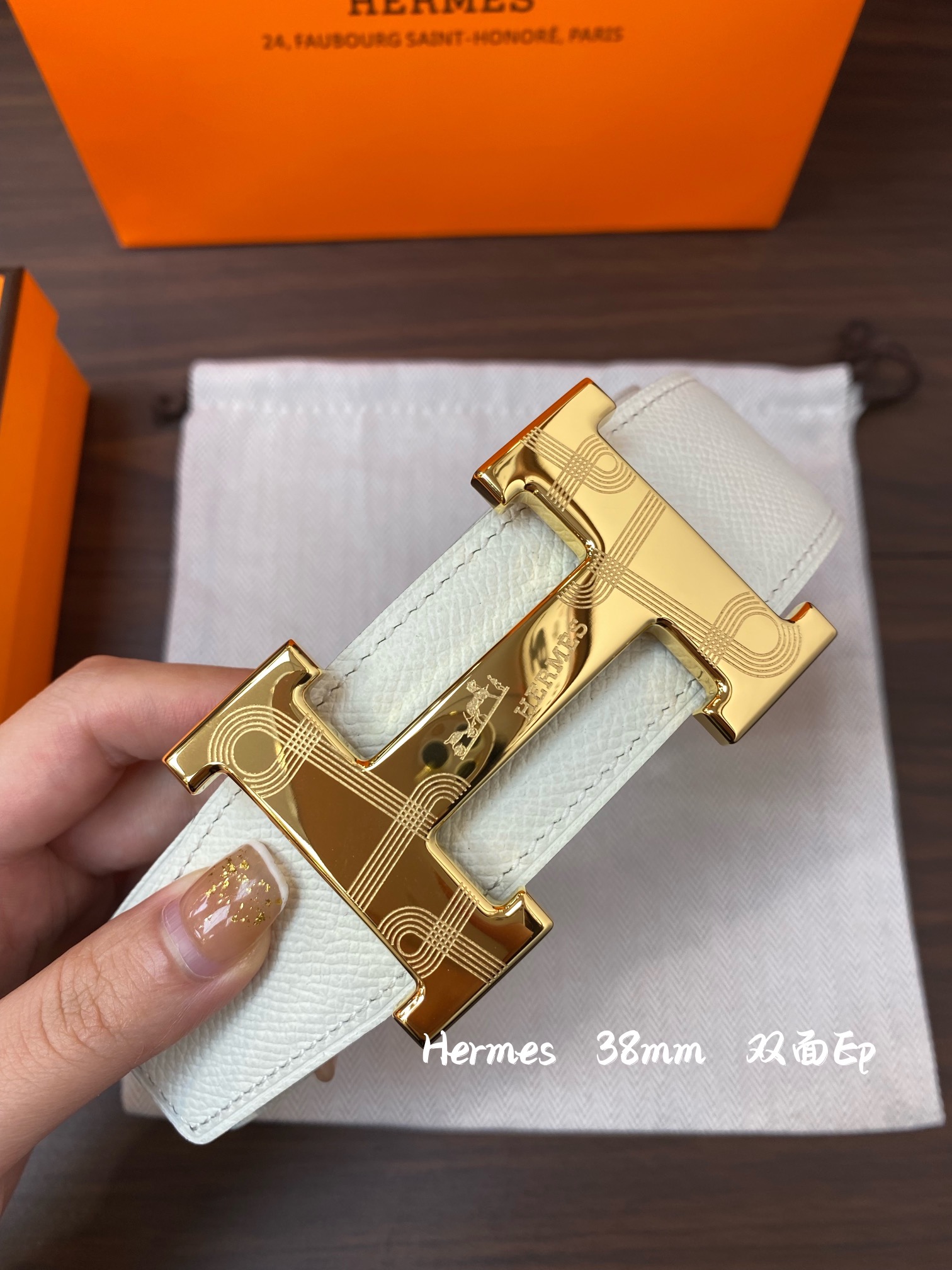 Hermes-38MM爱马仕专柜同步进epsom双面小牛皮精钢精品五金双面可用！