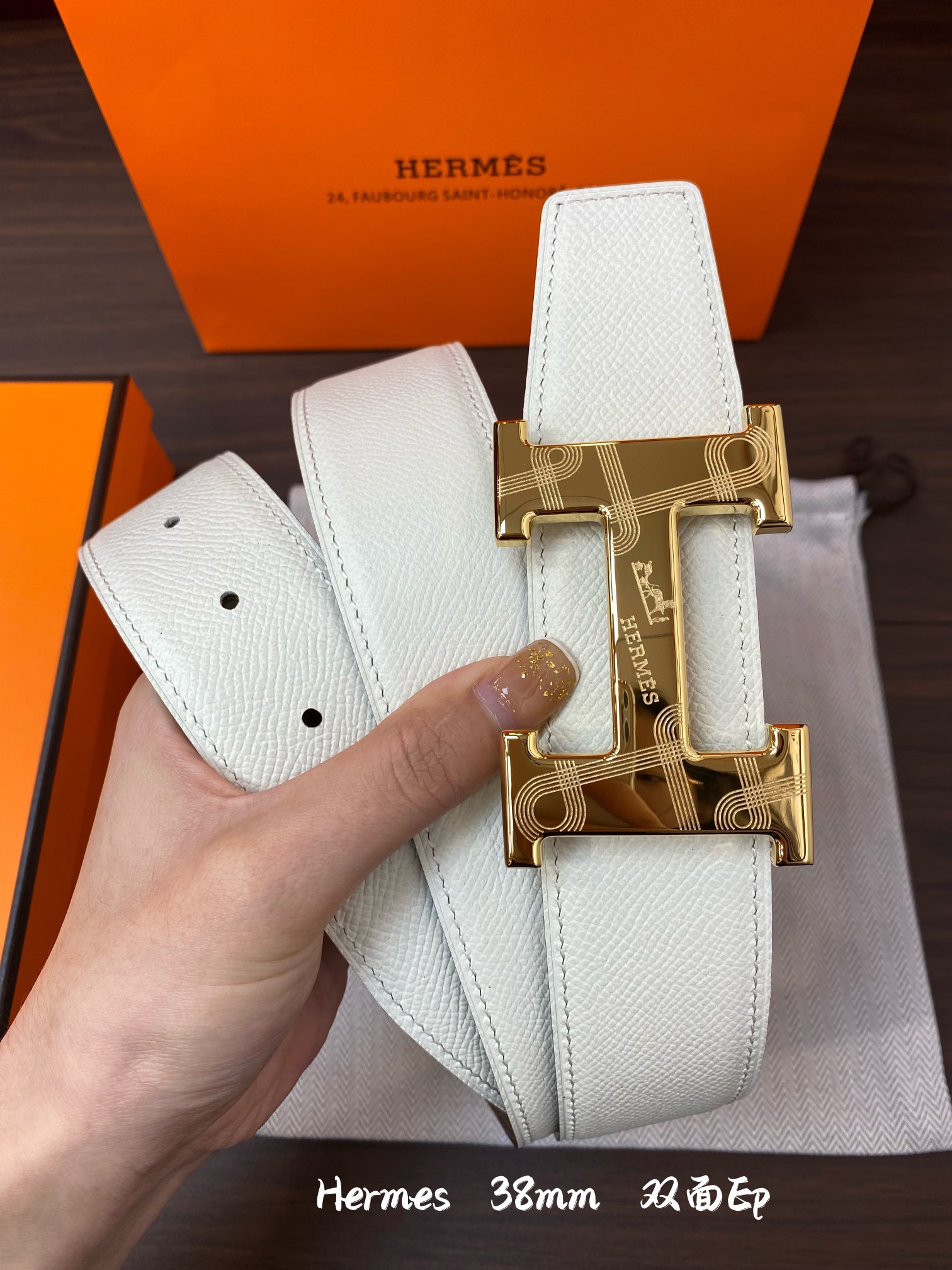 Hermes-38MM爱马仕专柜同步进epsom双面小牛皮精钢精品五金双面可用！