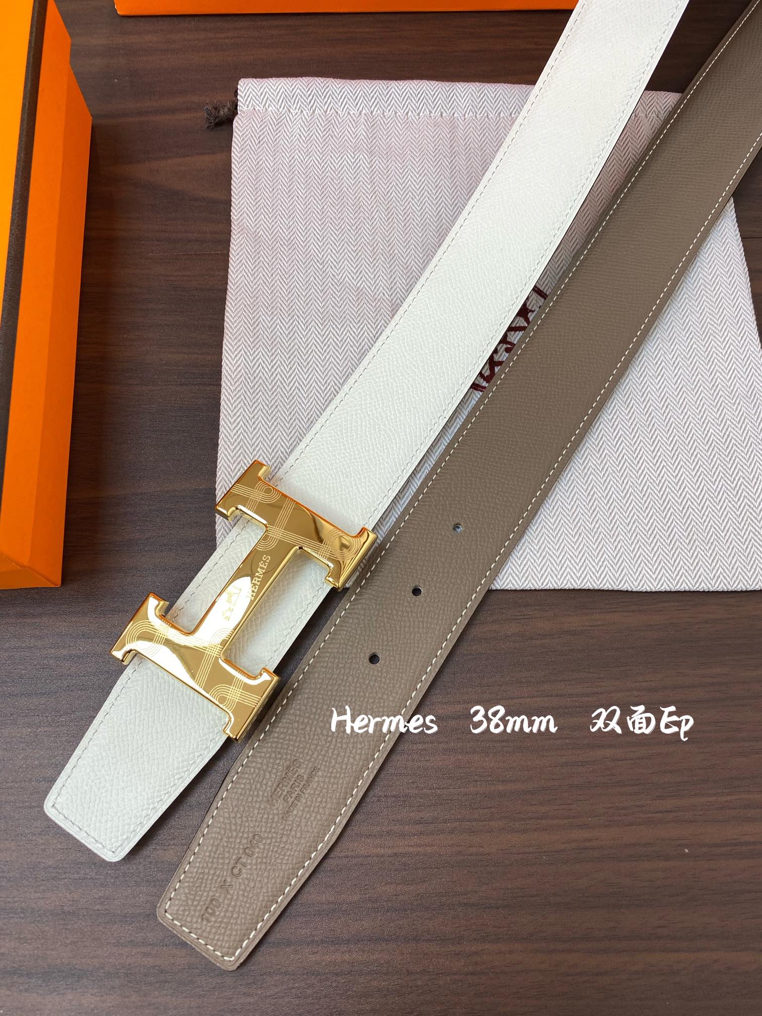 Hermes-38MM爱马仕专柜同步进epsom双面小牛皮精钢精品五金双面可用！