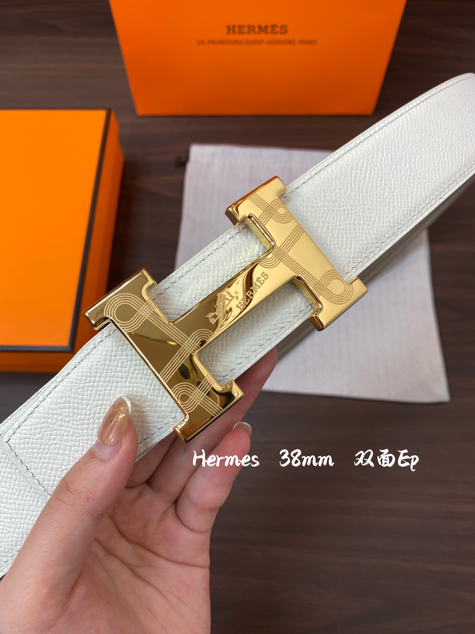 Hermes-38MM爱马仕专柜同步进epsom双面小牛皮精钢精品五金双面可用！