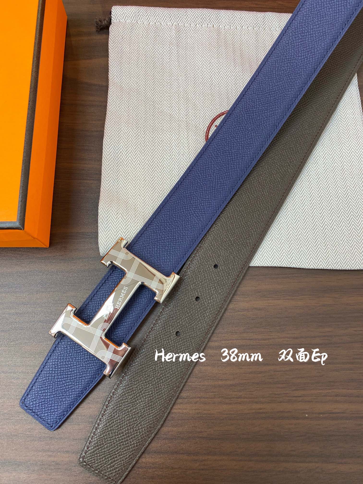 Hermes-38MM爱马仕专柜同步进epsom双面小牛皮精钢精品五金双面可用！