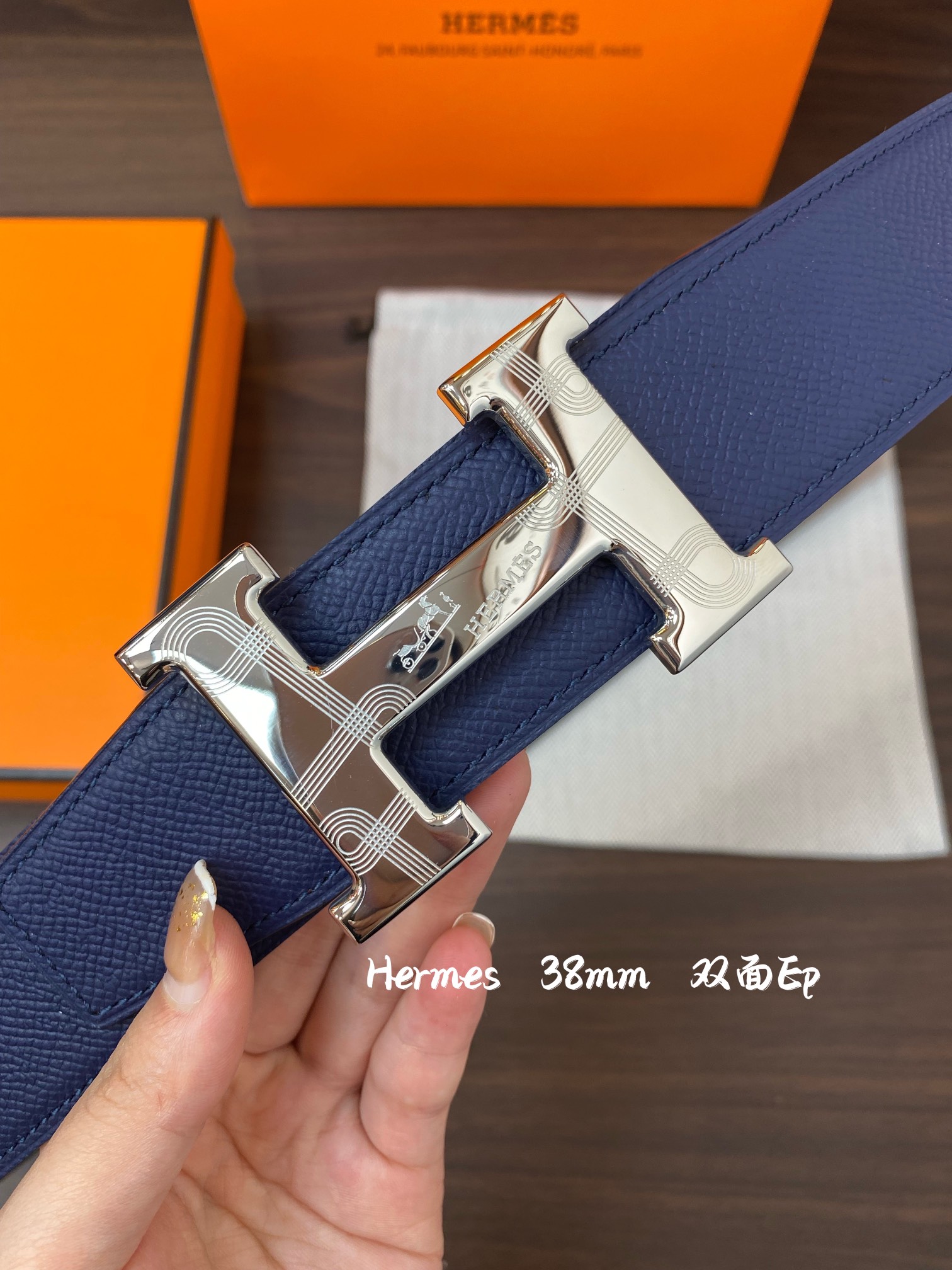 Hermes-38MM爱马仕专柜同步进epsom双面小牛皮精钢精品五金双面可用！