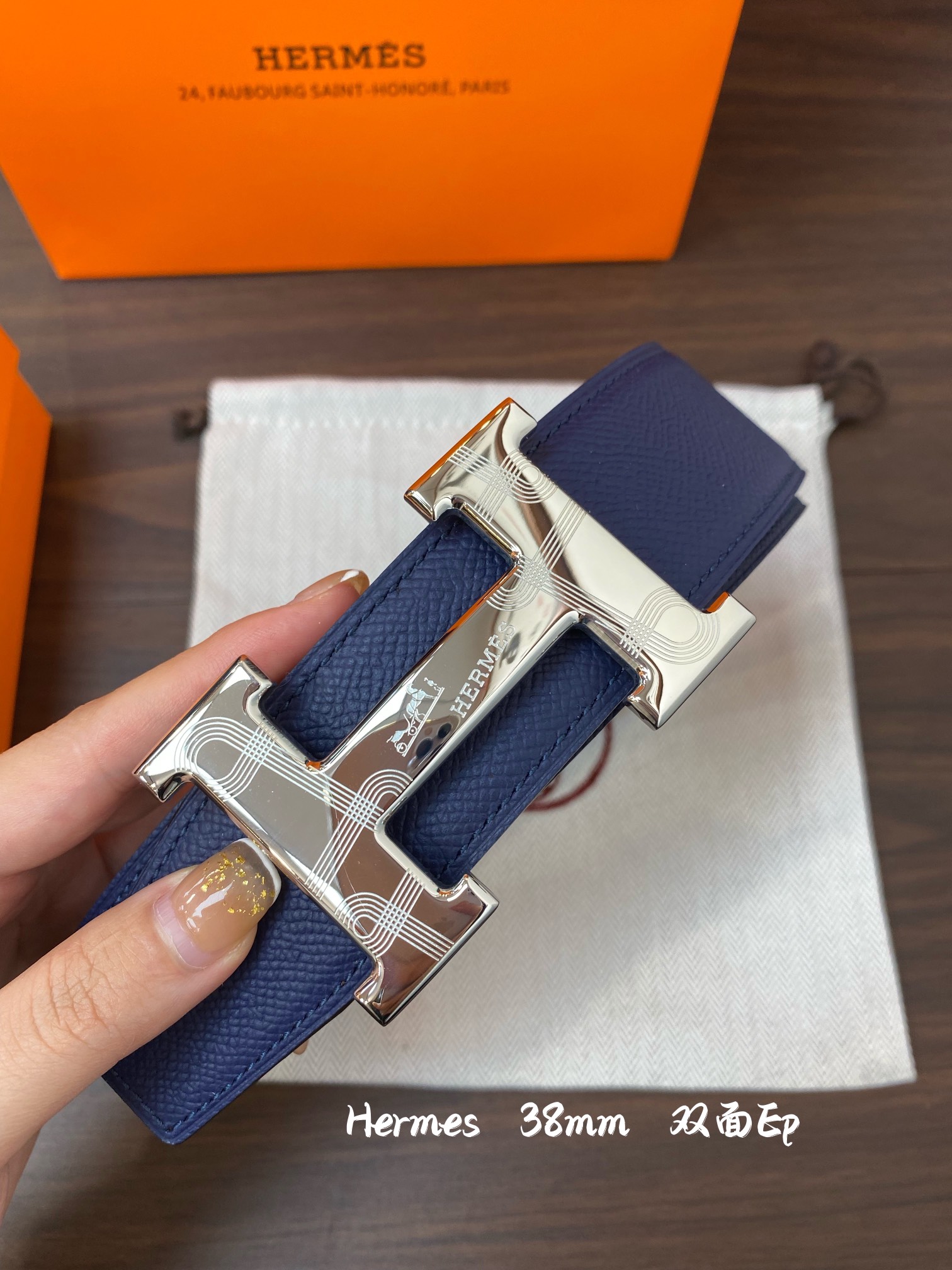 Hermes-38MM爱马仕专柜同步进epsom双面小牛皮精钢精品五金双面可用！