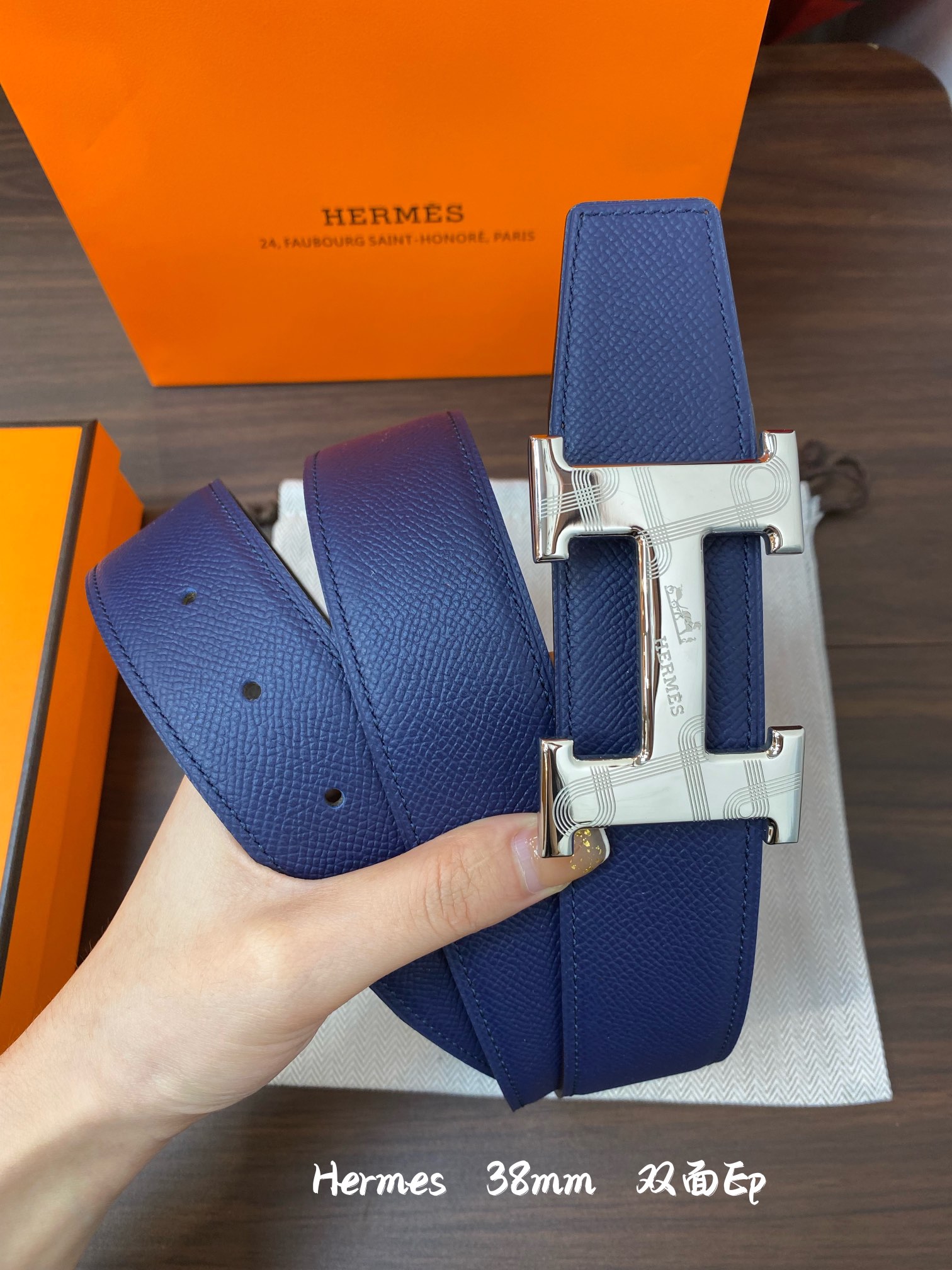 Hermes-38MM爱马仕专柜同步进epsom双面小牛皮精钢精品五金双面可用！