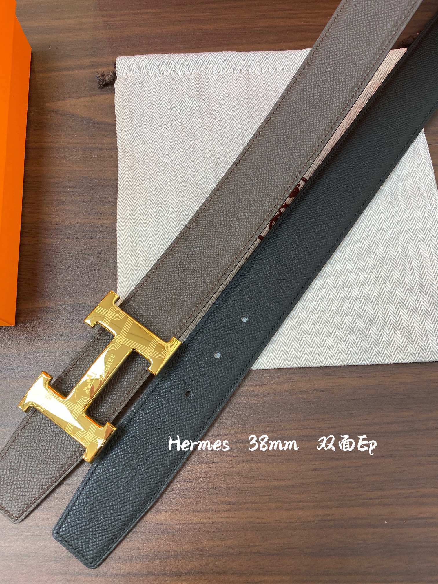 Hermes-38MM爱马仕专柜同步进epsom双面小牛皮精钢精品五金双面可用！