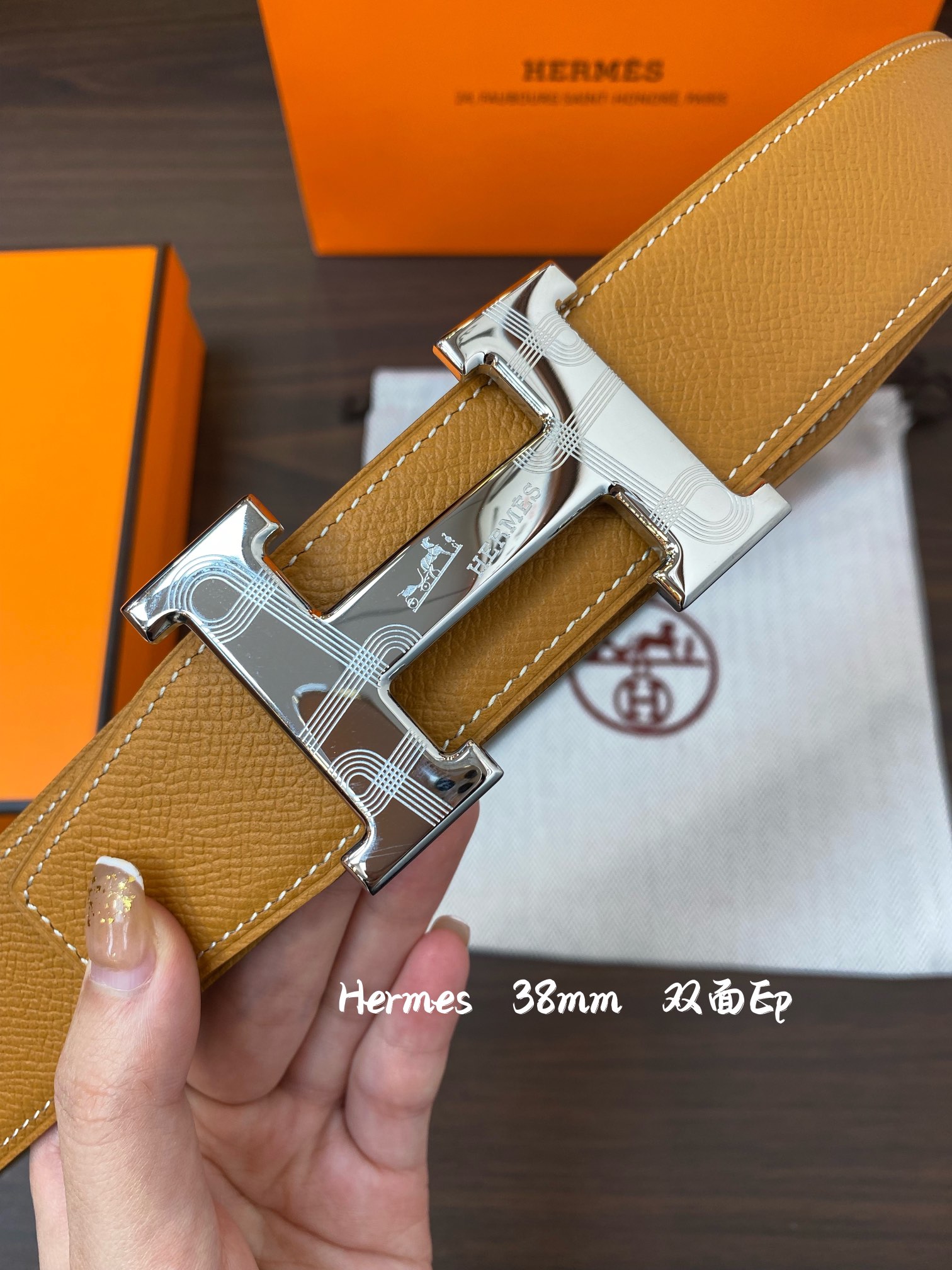 Hermes-38MM爱马仕专柜同步进epsom双面小牛皮精钢精品五金双面可用！