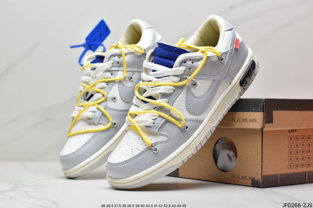 Off-White x Nike DuNIKE Low NO.3 The overall shape is white shoe body and silver gray frame DM1602-124