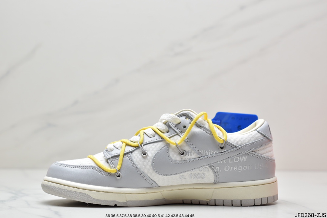 Off-White x Nike DuNIKE Low NO.3 The overall shape is white shoe body and silver gray frame DM1602-124