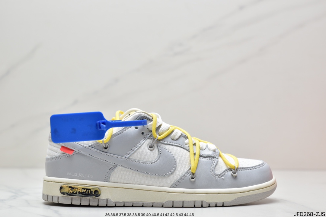 Off-White x Nike DuNIKE Low NO.3 The overall shape is white shoe body and silver gray frame DM1602-124