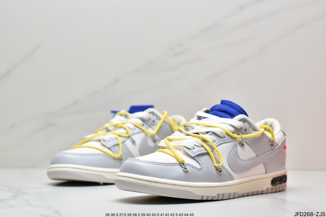 Off-White x Nike DuNIKE Low NO.3 The overall shape is white shoe body and silver gray frame DM1602-124