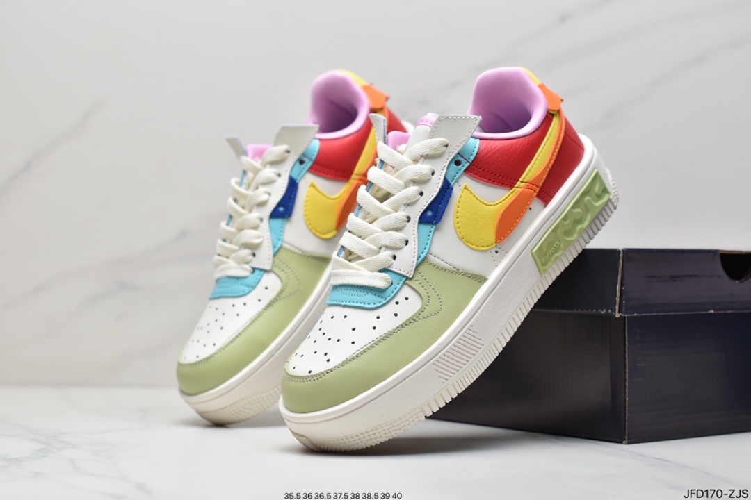 170 公司级耐克Nike Air Force 1 厚底新配色 马卡龙空军一号时尚休闲低帮板鞋 DO6719-100