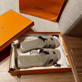 2023 Replica Hermes Shoes Slippers Grey Sewing Epsom Summer Collection