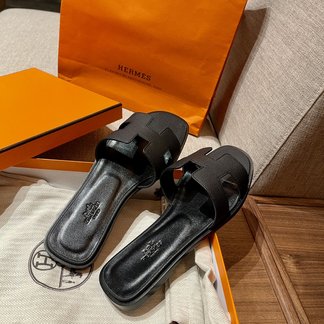 Hermes Shoes Slippers Black Sewing Epsom Summer Collection