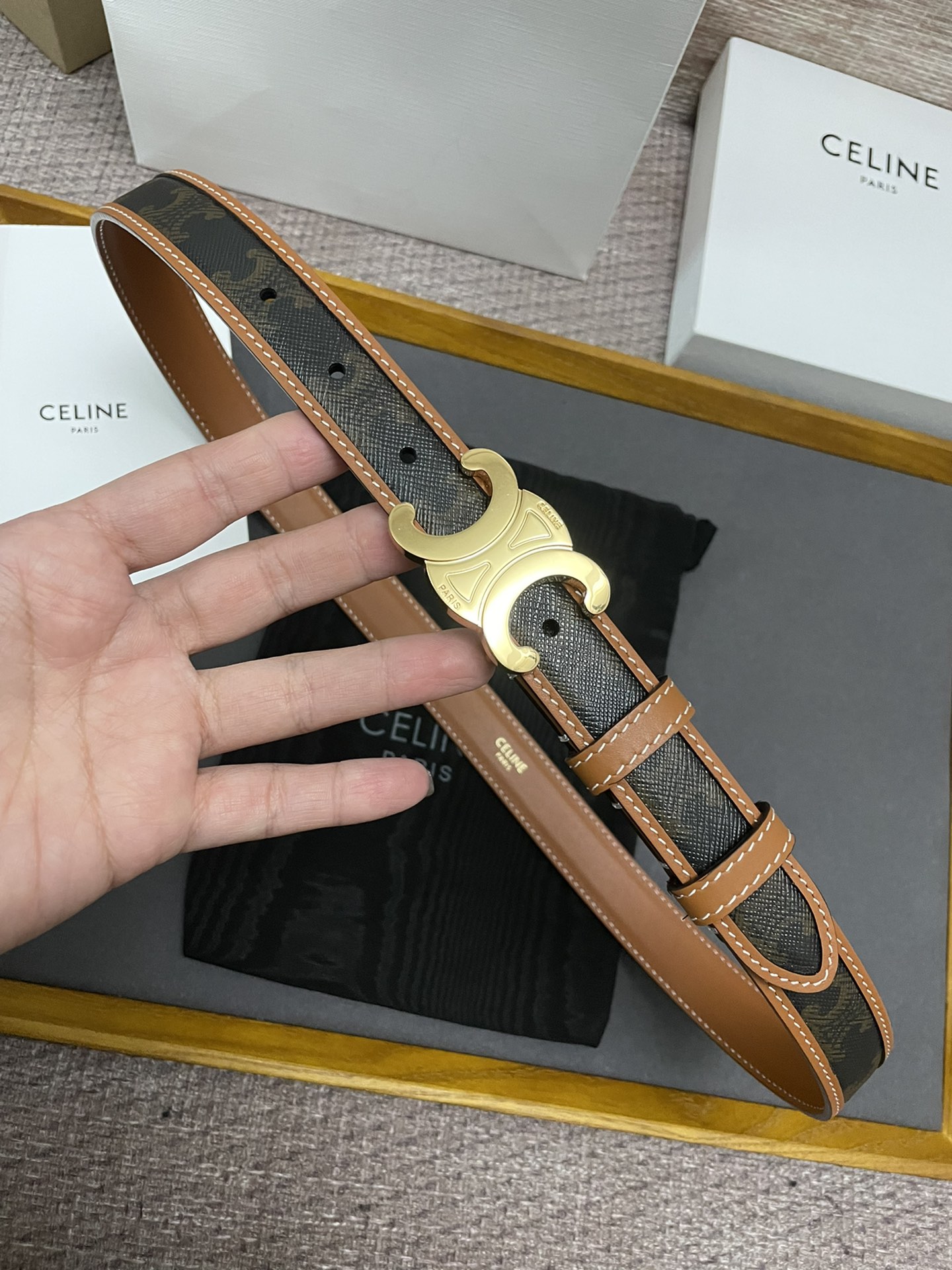 Céline Triomphe Top-Level Purchase: Gold Metal Pieces, 2.5cm Width Buttons - 图片 4
