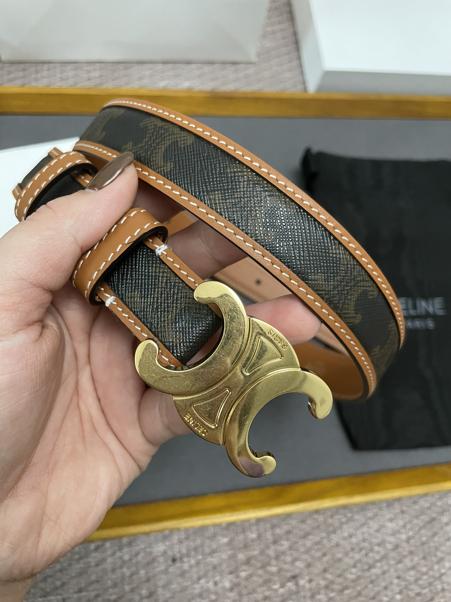 Céline Triomphe Top-Level Purchase: Gold Metal Pieces, 2.5cm Width Buttons - 图片 5