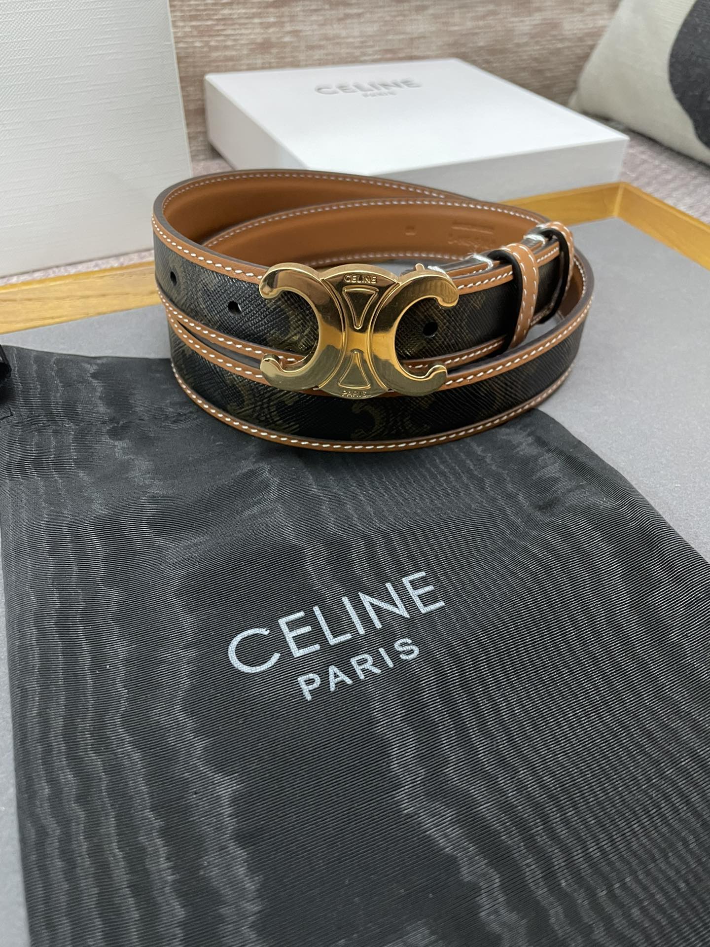 Céline Triomphe Top-Level Purchase: Gold Metal Pieces, 2.5cm Width Buttons - 图片 2