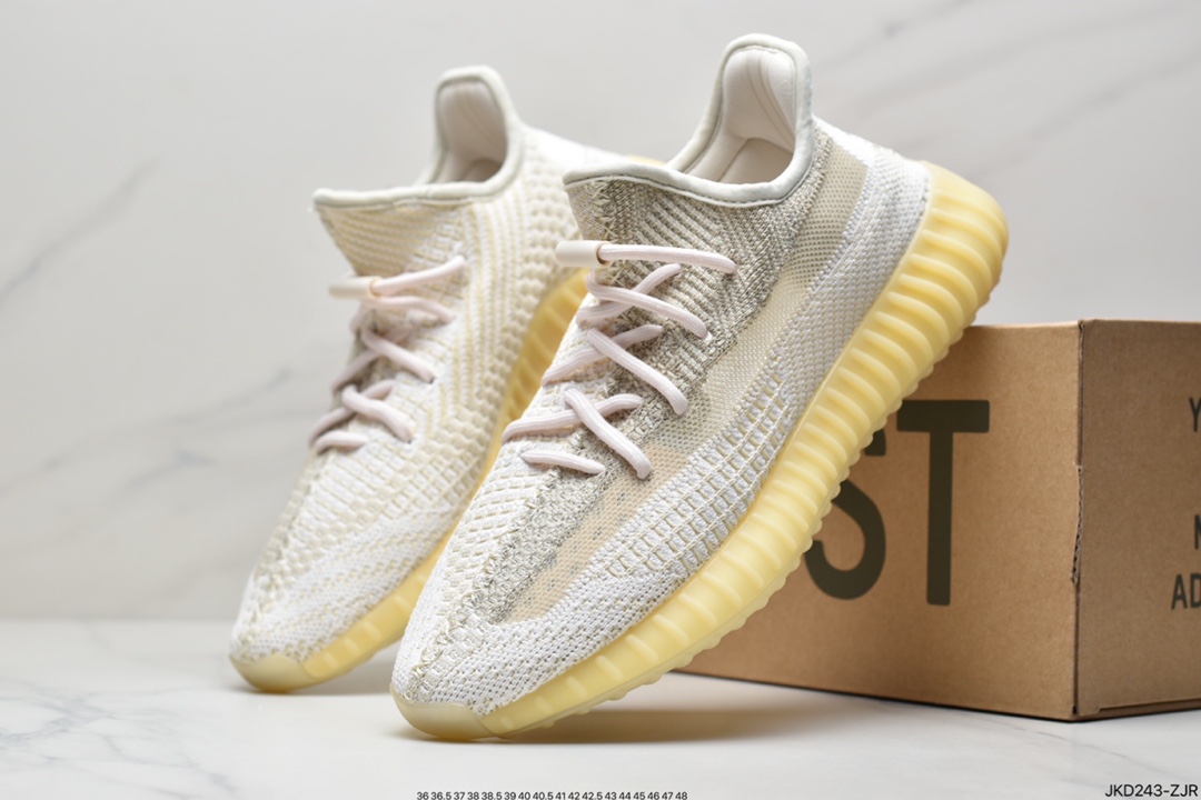 Joint Ride Kanye West x Adidas Yeezy Boost 350 V2”Light” Cotton White Jogging Shoes HQ6316 B371