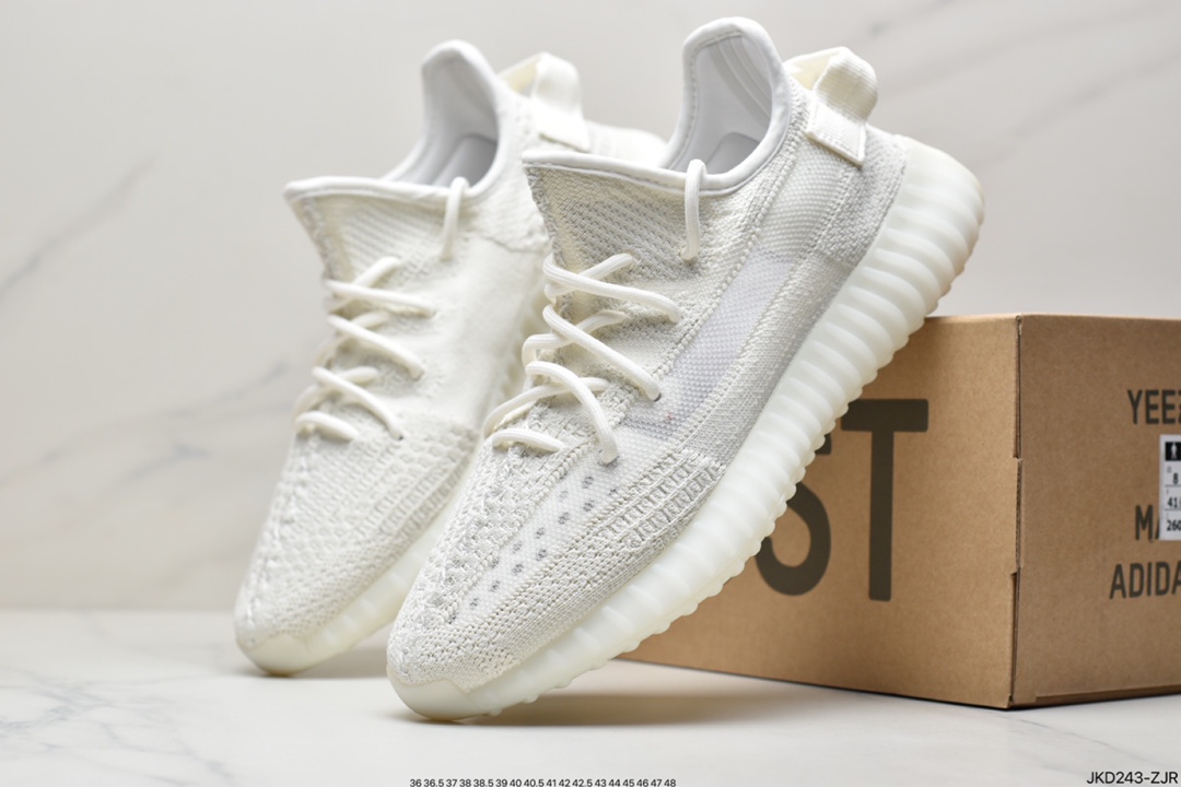 Joint Ride Kanye West x Adidas Yeezy Boost 350 V2”Light” Cotton White Jogging Shoes HQ6316 B371