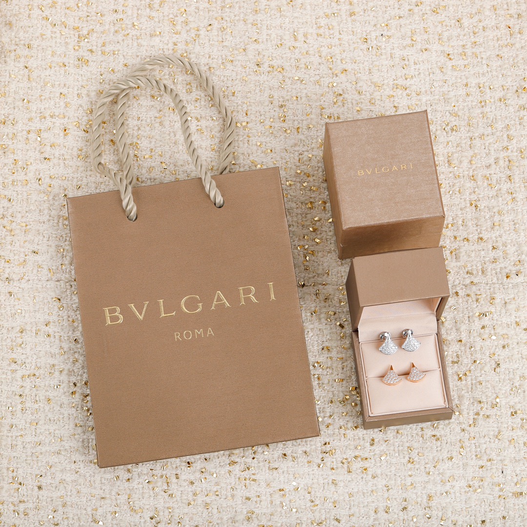 Bvlgari DIVAS' DREAM Earrings Fan-shaped Pavé Rose Gold