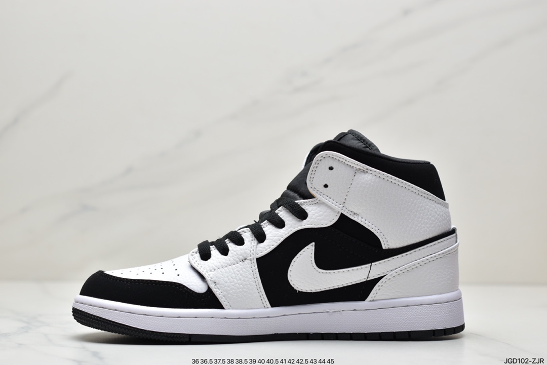 180 公司级 Air Jordan 1 Mid 黑白熊猫AJ1乔1中邦休闲板鞋 554724-113