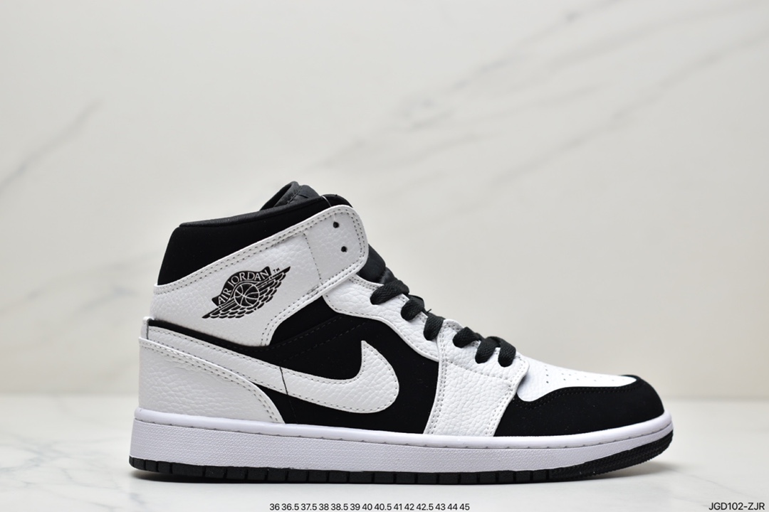 180 公司级 Air Jordan 1 Mid 黑白熊猫AJ1乔1中邦休闲板鞋 554724-113