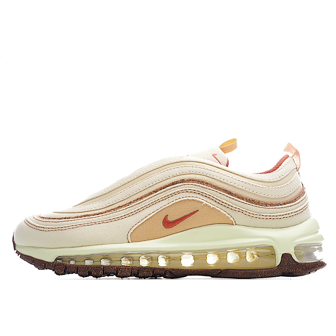 H5 公司级 NIKE Air Max 97 软木塞植物刺绣米白系列 原装批次子弹拆解原鞋开发 打造全市场最强版本子弹 这里只对比原鞋 市场首家原模原气垫 拒绝套用公底原档案Swoosh电绣 卡色匹配原版 随意对比。