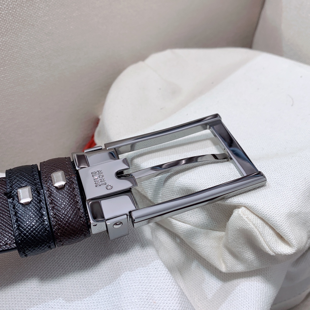 Montblanc Montblanc万宝龙 宽3 5cm 进口双面牛皮 百分百 纯铜扣 一带两用 成功男士的 品 送礼佳品 自行裁剪尺码 扣头可随意搭配