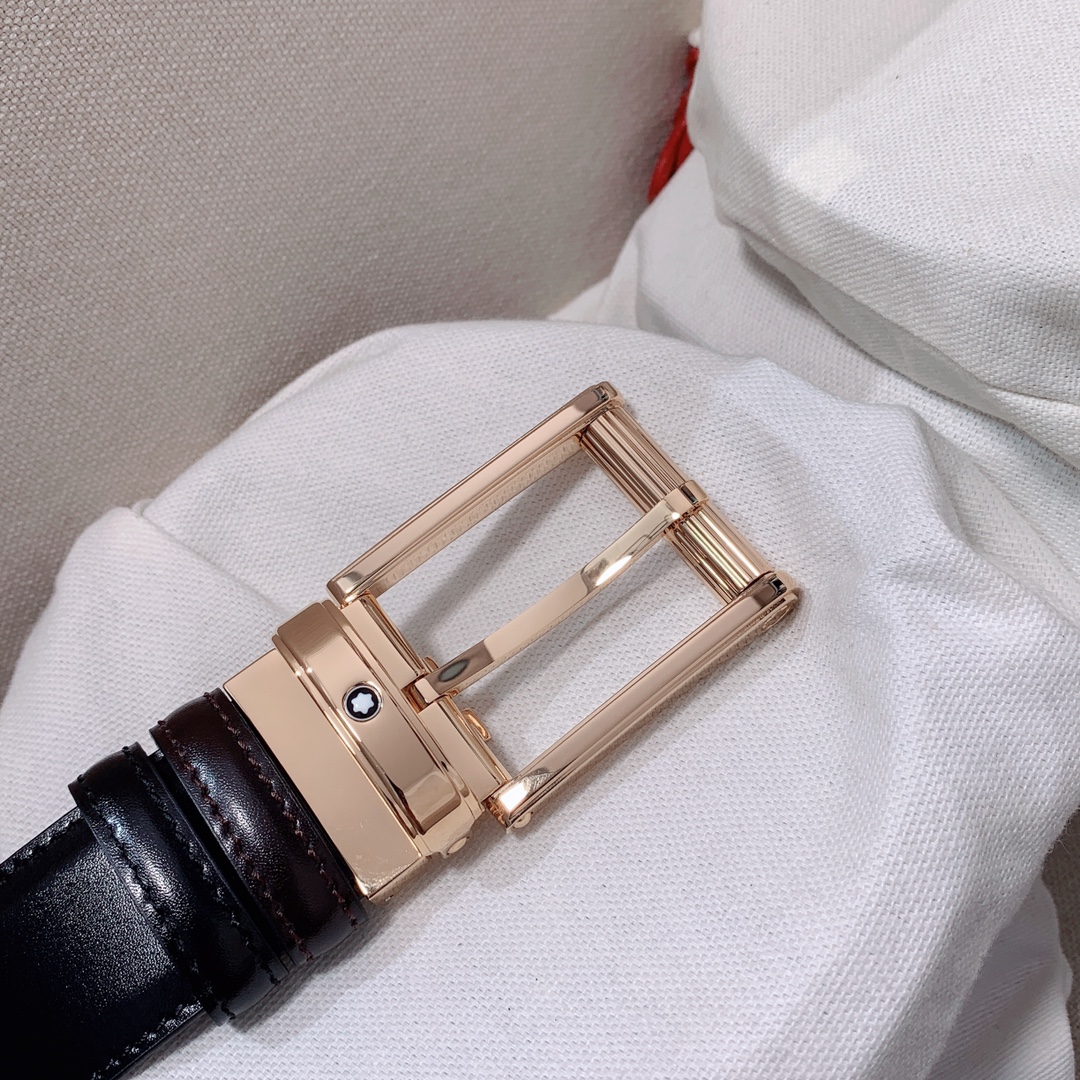 Montblanc Montblanc万宝龙 宽3 5cm 进口双面牛皮 百分百 纯铜扣 一带两用 成功男士的 品 送礼佳品 自行裁剪尺码 扣头可随意搭配