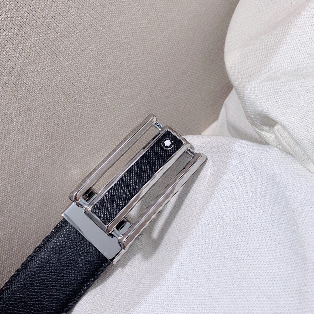 Montblanc Montblanc万宝龙 宽3 5cm 进口双面牛皮 百分百 纯铜扣 一带两用 成功男士的 品 送礼佳品 自行裁剪尺码 扣头可随意搭配