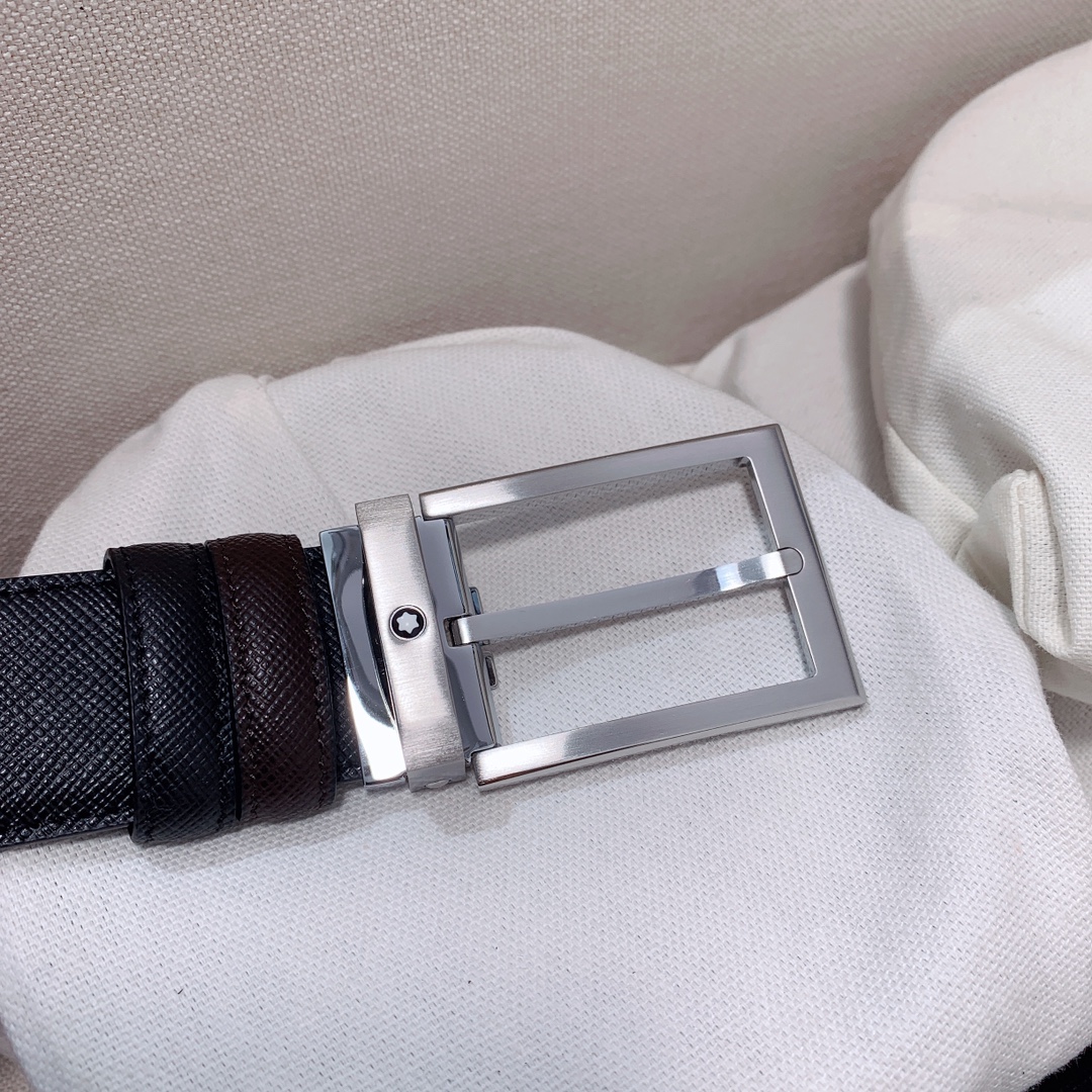 Montblanc Montblanc万宝龙 宽3 5cm 进口双面牛皮 百分百 纯铜扣 一带两用 成功男士的 品 送礼佳品 自行裁剪尺码 扣头可随意搭配