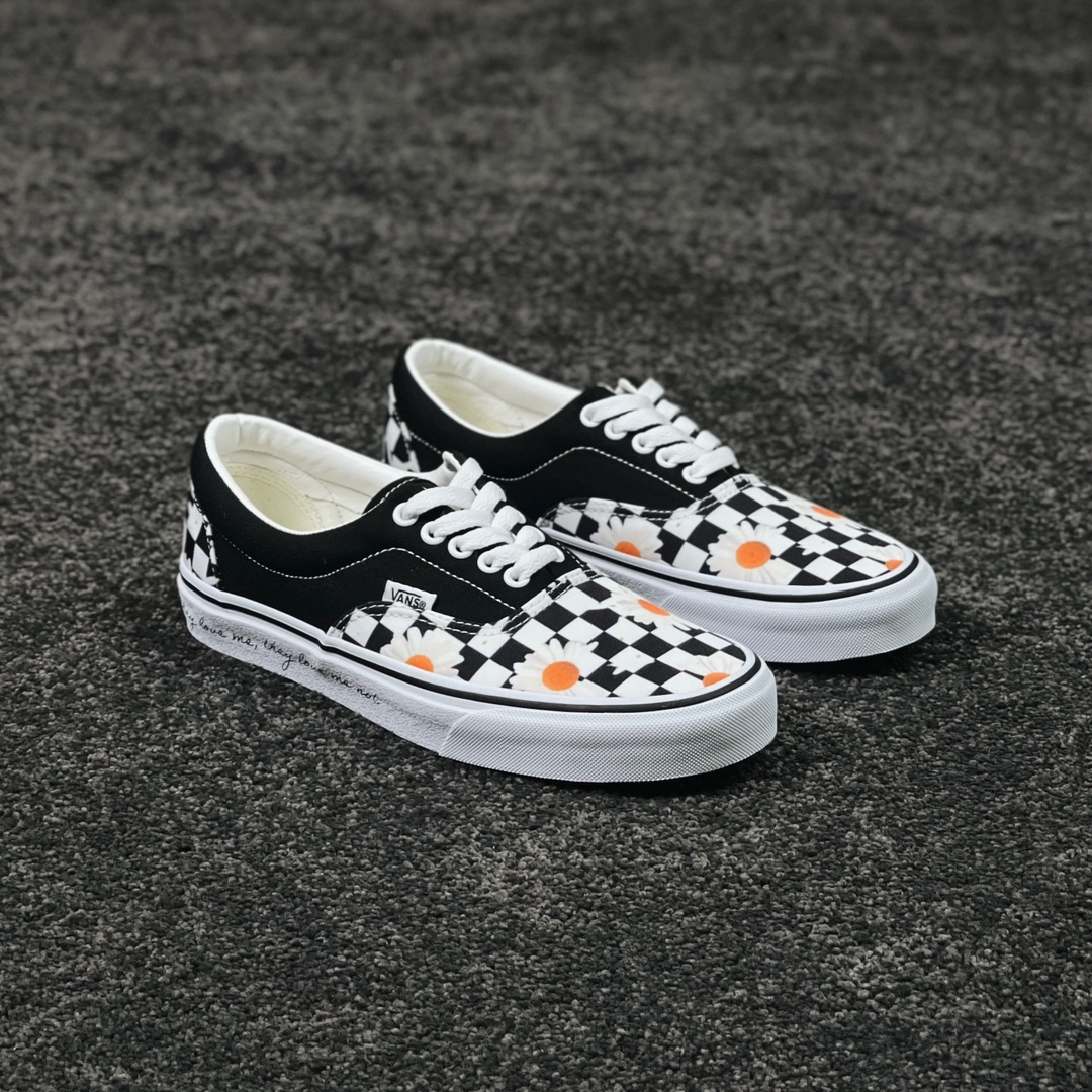 F5 Vans Era 范斯官方 黑色棋盘格小雏菊