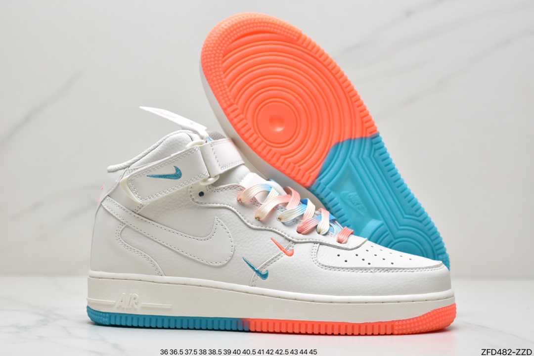 280 公司级耐克Nike Air Force1 LOW’07 #白橙双勾中帮原楦头原纸板 MI9663-536