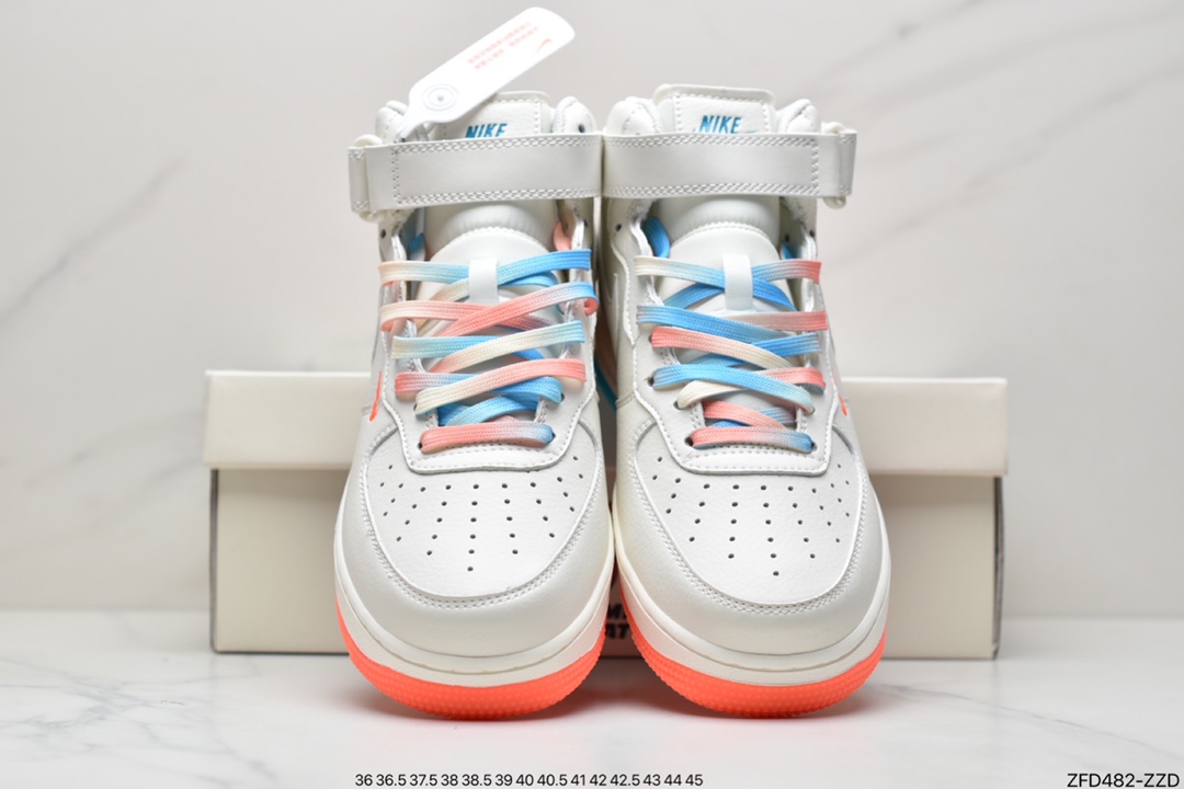 280 公司级耐克Nike Air Force1 LOW’07 #白橙双勾中帮原楦头原纸板 MI9663-536