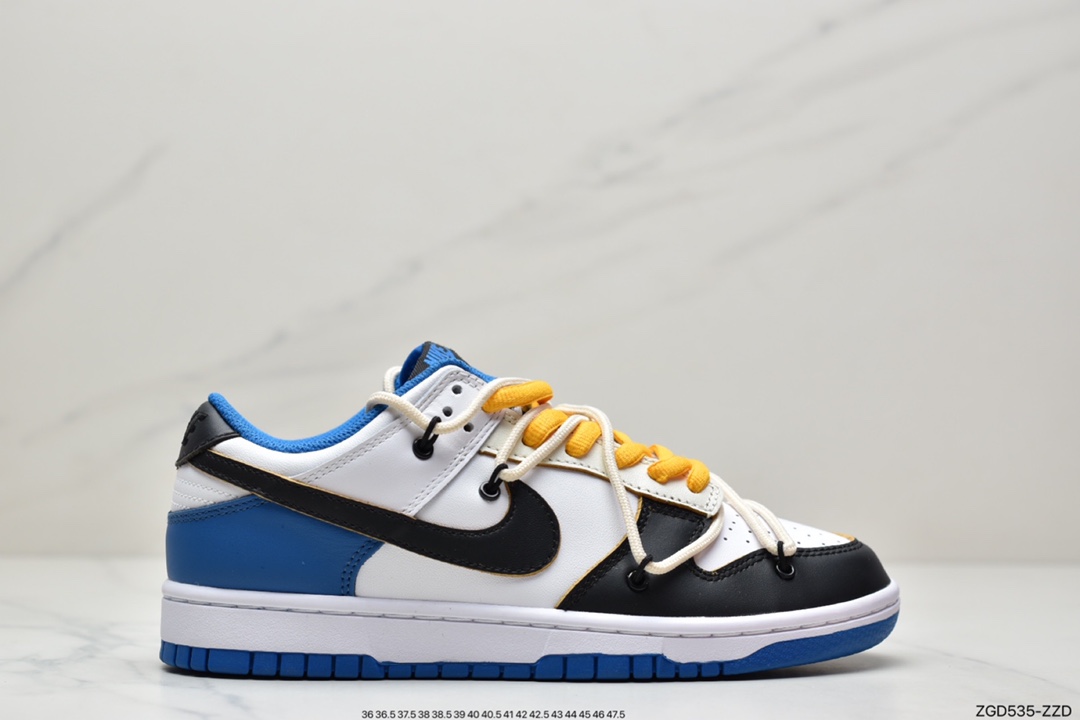 290 公司级Nike Dunk Low 闪电蓝 Vibe做旧 拆解缝线 OW解构鞋带DD1391-001
