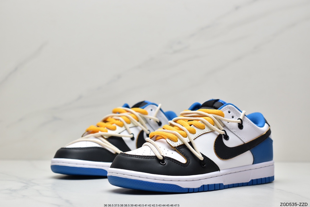 290 公司级Nike Dunk Low 闪电蓝 Vibe做旧 拆解缝线 OW解构鞋带DD1391-001