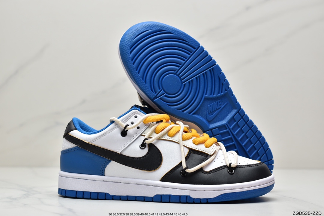 290 公司级Nike Dunk Low 闪电蓝 Vibe做旧 拆解缝线 OW解构鞋带DD1391-001