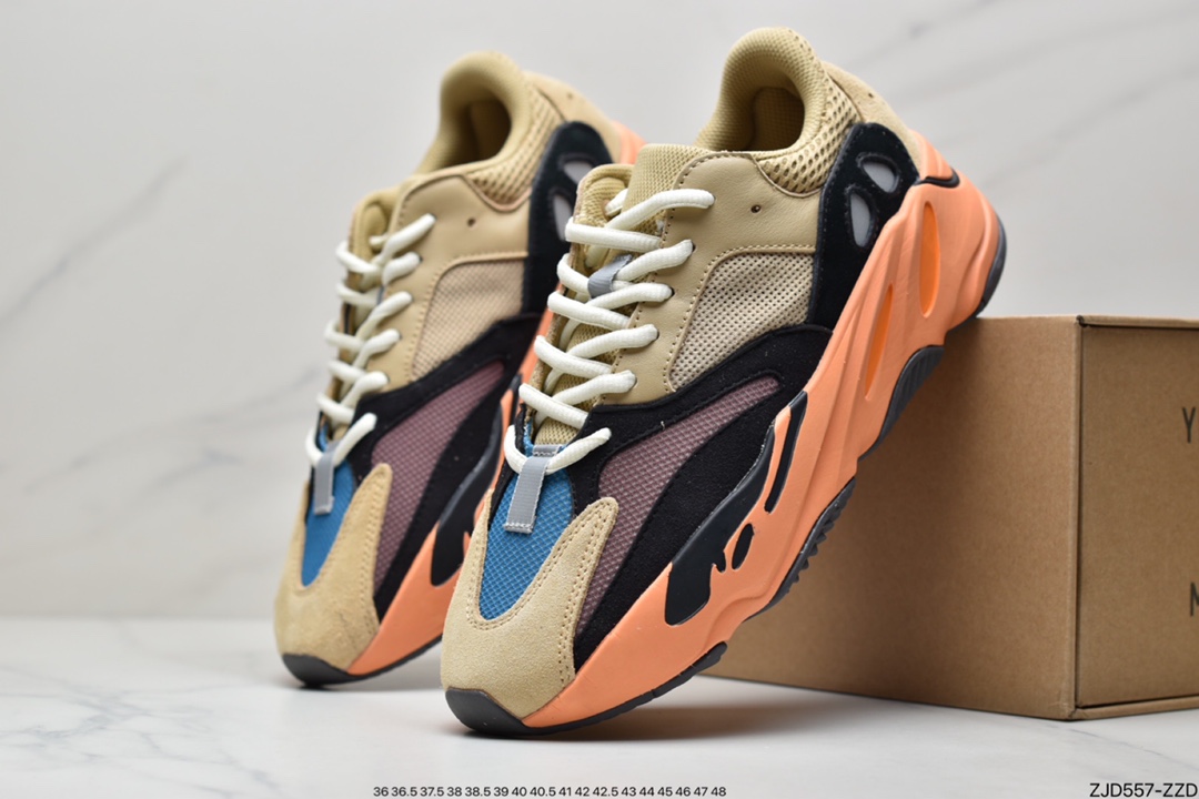 Kanye West x Adidas Yeezy 700 Runner V1 ”Enflame Amber” popcorn midsole increased jogging shoes