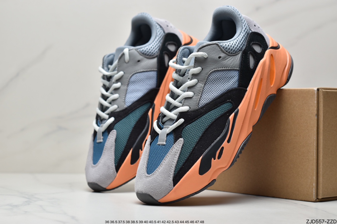 Kanye West x Adidas Yeezy 700 Runner V1 ”Enflame Amber” popcorn midsole increased jogging shoes