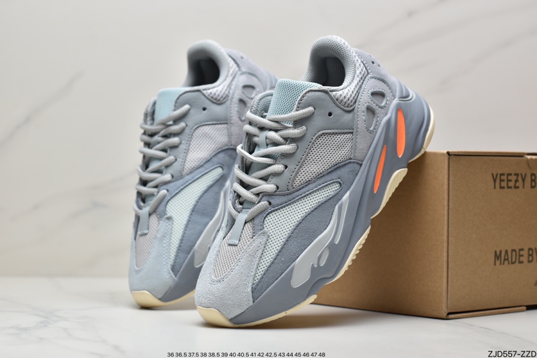 Kanye West x Adidas Yeezy 700 Runner V1 ”Enflame Amber” popcorn midsole increased jogging shoes