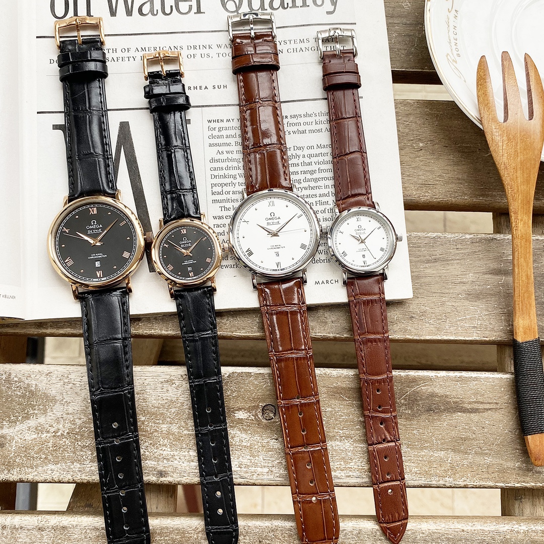 J5     欧米茄 Omega OMEGA 最新情侣款，原装进口石英机316L精钢表壳 矿物质超强玻璃镜面 进口真牛皮表带/精钢表带 女款直径30mm厚8m男款直径40厚底8mm