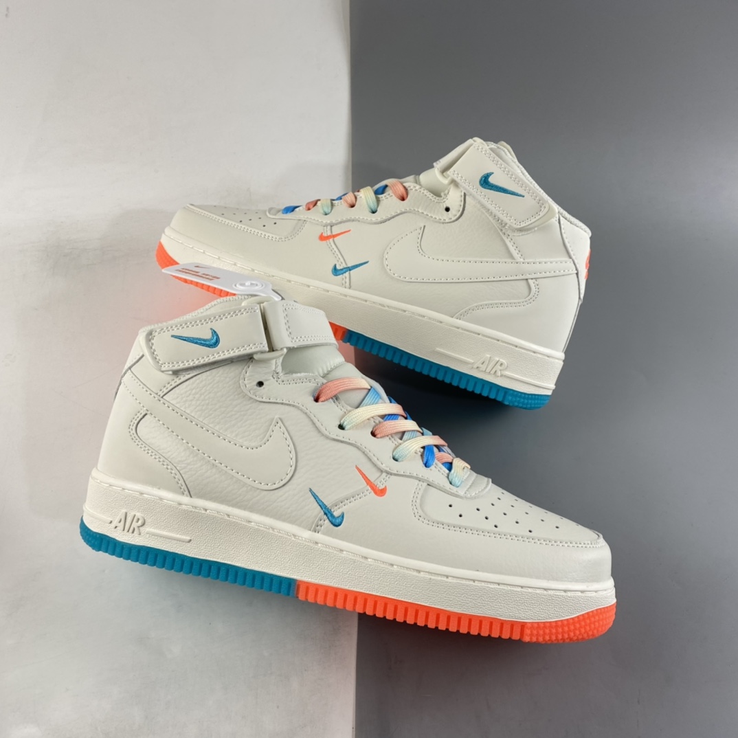 P280 NIKE Air Force 1 MID ’07 米橙蓝 ‘’迈阿密‘’配色中帮空军一号休闲板鞋 MI9663-536