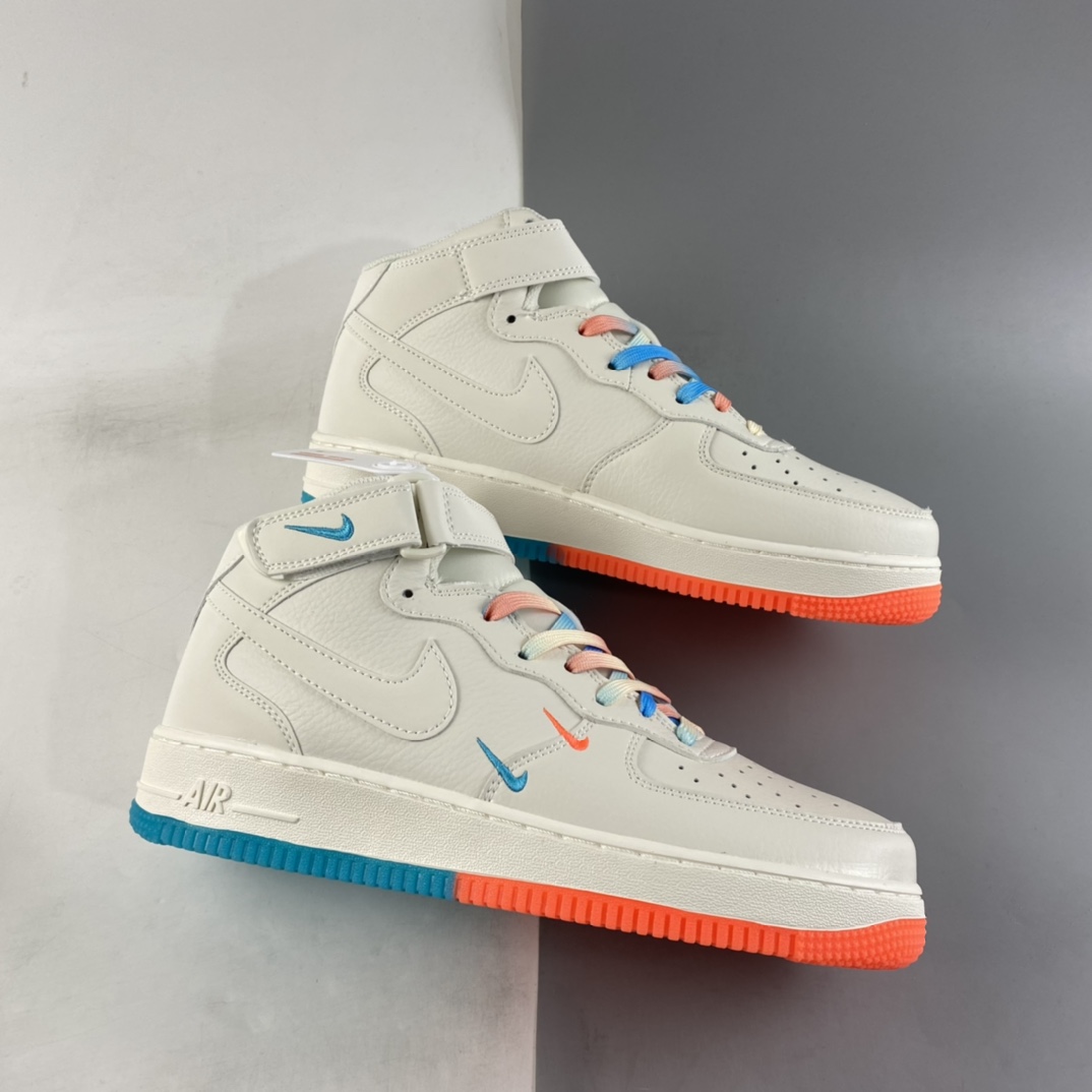 P280 NIKE Air Force 1 MID ’07 米橙蓝 ‘’迈阿密‘’配色中帮空军一号休闲板鞋 MI9663-536