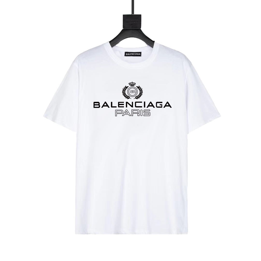 P70 Balenciaga / Balenciaga 20ss corona con estampado de espigas de trigo, manga corta, versión alta, cuello redondo, c…