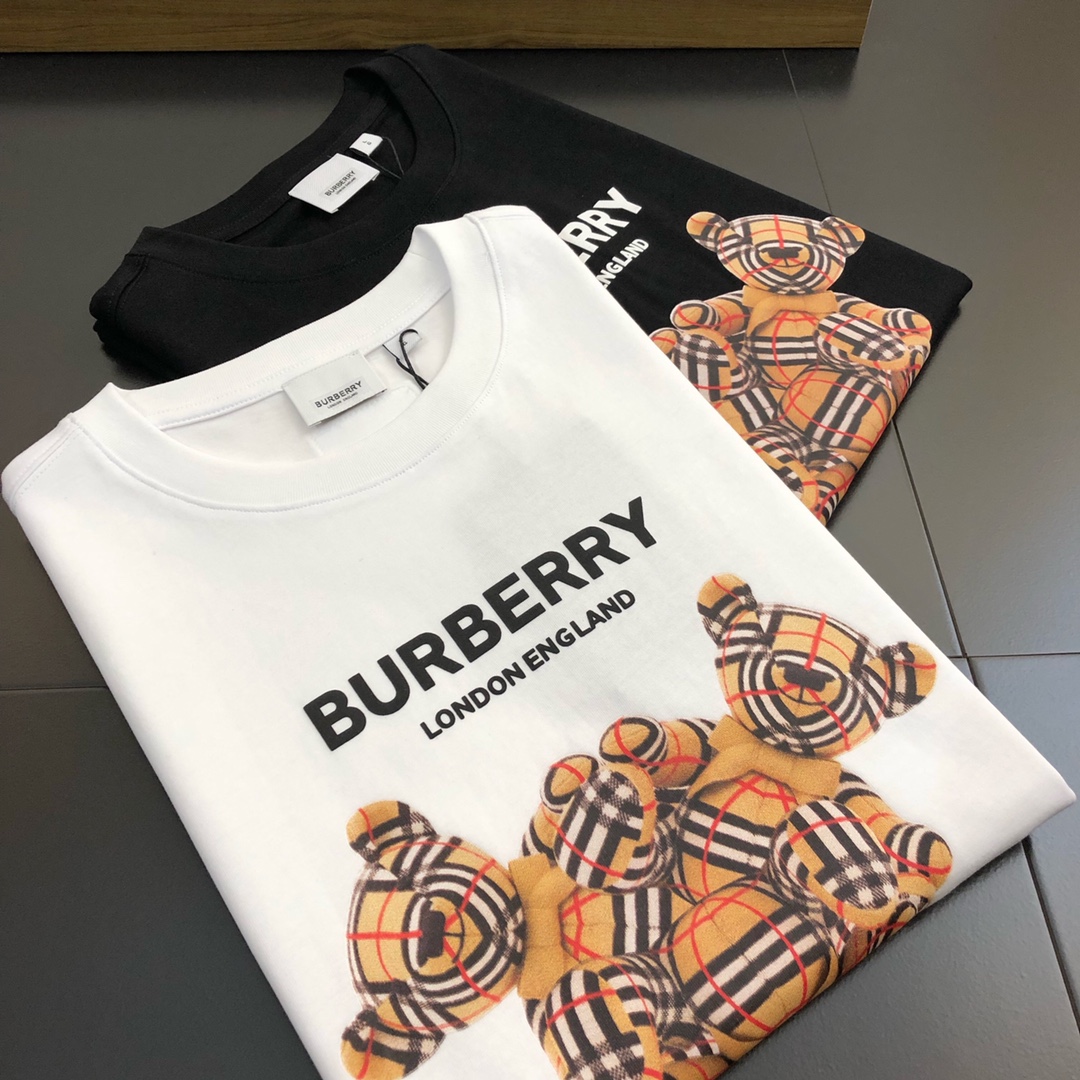 Burberry Clothing T-Shirt Doodle Printing Unisex Cotton Spring/Summer Collection Short Sleeve