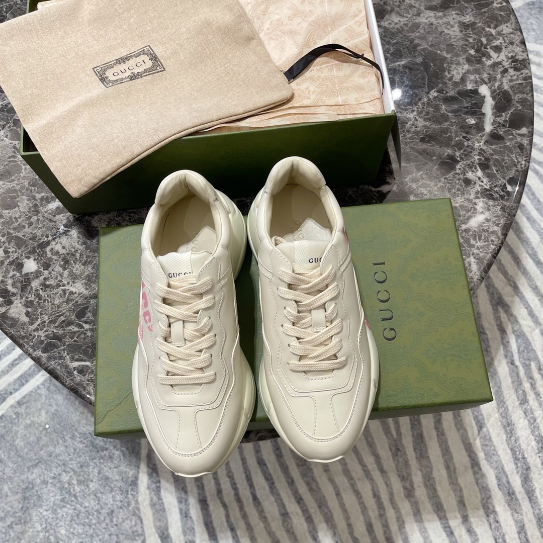 GUCCI sneakers chunky en cuir de veau, semelle épaisse, à lacets, décontractées