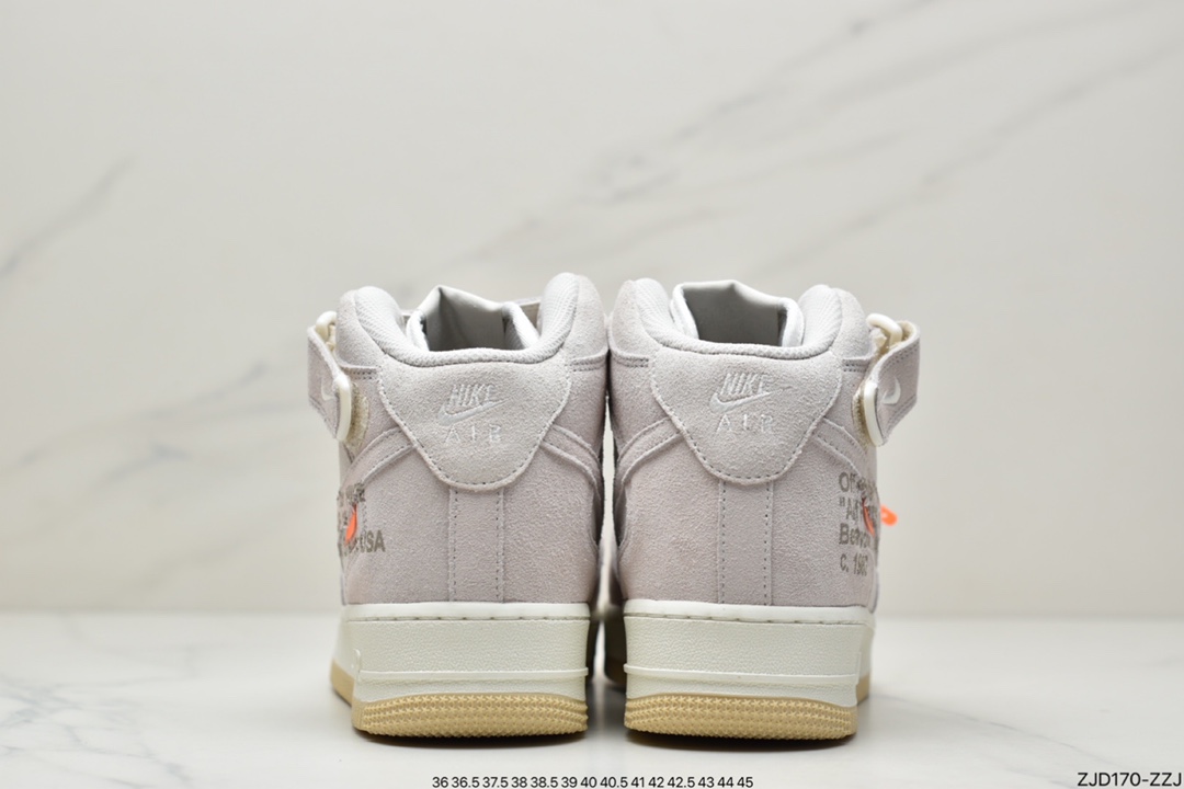 240 公司级Nike Air Force 1 X Ow联名款麂皮灰 空军一号低帮运动休闲板鞋 CW2255-100