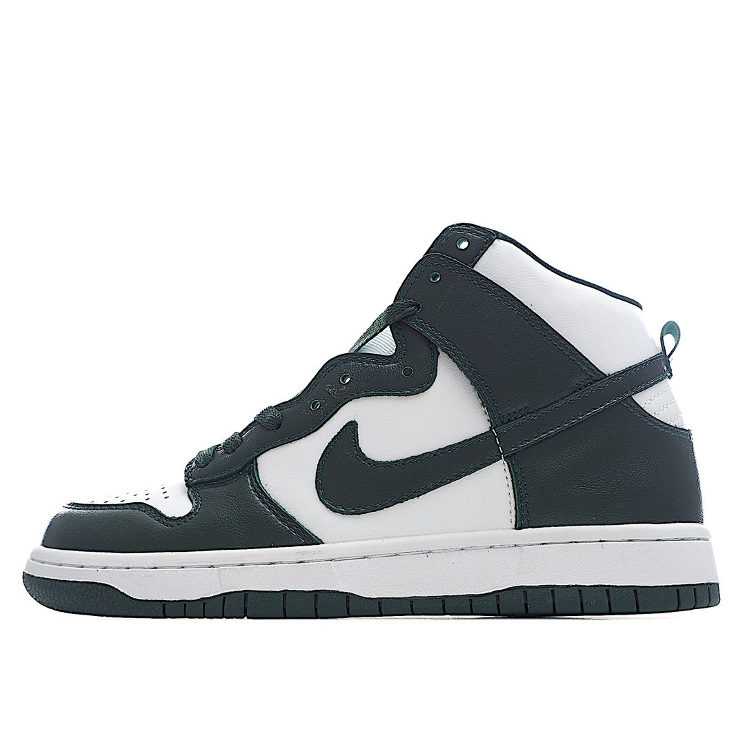 H5 公司级 NK Dunk High SP Pro高帮滑板鞋DUNK的本意其实是一对贴地性良好的板鞋。在设计方面Dunk是以Air Jordan 1代为设计原型，所以都拥有了极好的抓地性能和场地感，保证了那些优秀的球员在场上可以轻巧且稳定的运动，因此性能也不可挑剔。