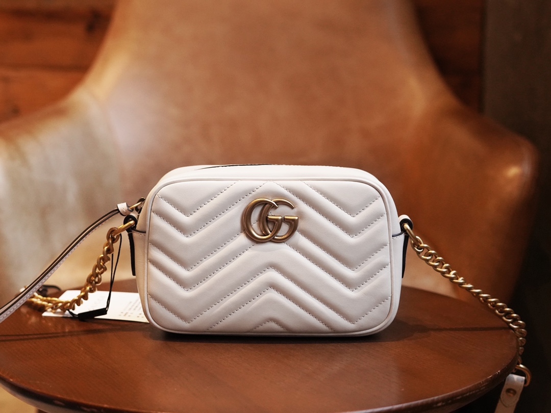 Gucci Marmont Borse per Fotocamera Bianco Vintage Mini