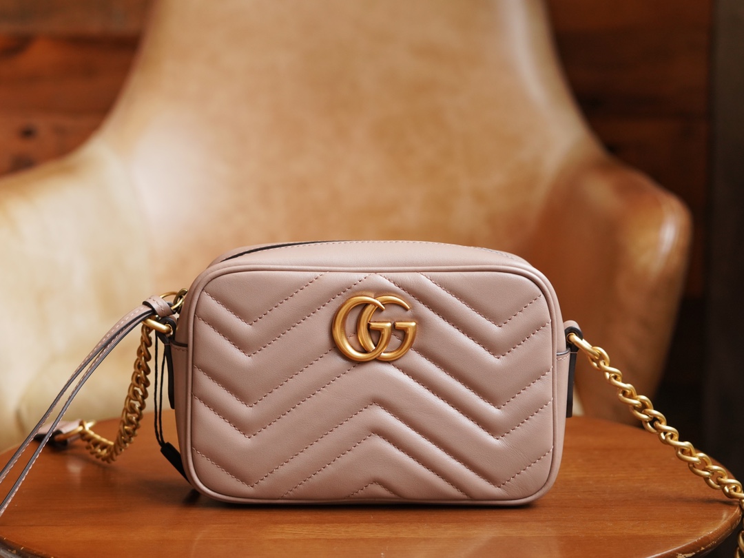 Gucci Marmont Borse per Fotocamera Colore tè al latte Vintage Mini